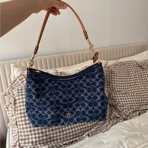Coach Navy and Tan Shoulder Bag